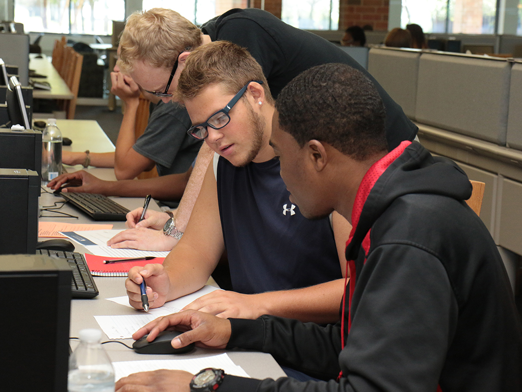 Students using the computer lab