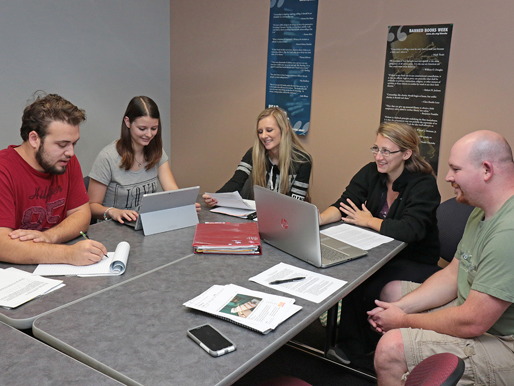 Students in a study room